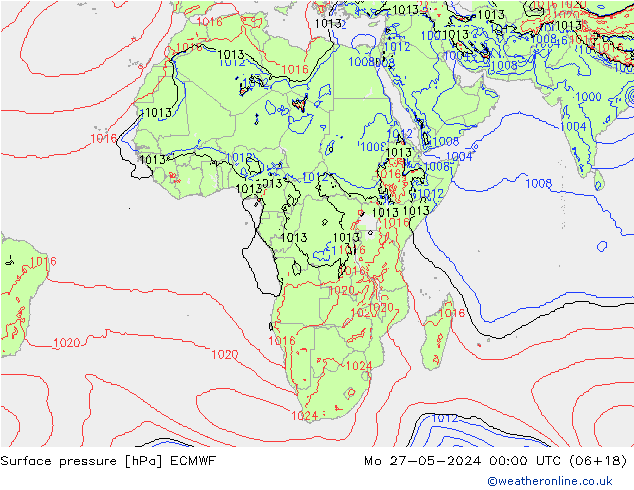 Luchtdruk (Grond) ECMWF ma 27.05.2024 00 UTC