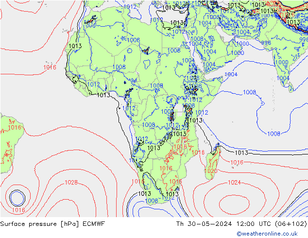 приземное давление ECMWF чт 30.05.2024 12 UTC