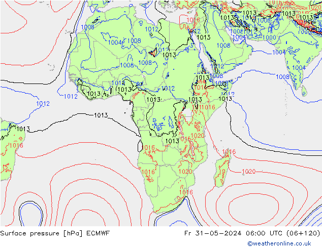 pressão do solo ECMWF Sex 31.05.2024 06 UTC