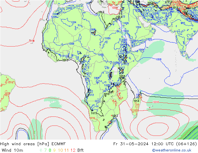 High wind areas ECMWF  31.05.2024 12 UTC