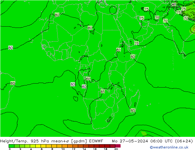 Height/Temp. 925 hPa ECMWF Mo 27.05.2024 06 UTC