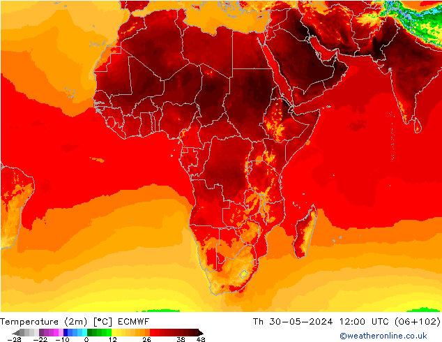 Temperature (2m) ECMWF Th 30.05.2024 12 UTC