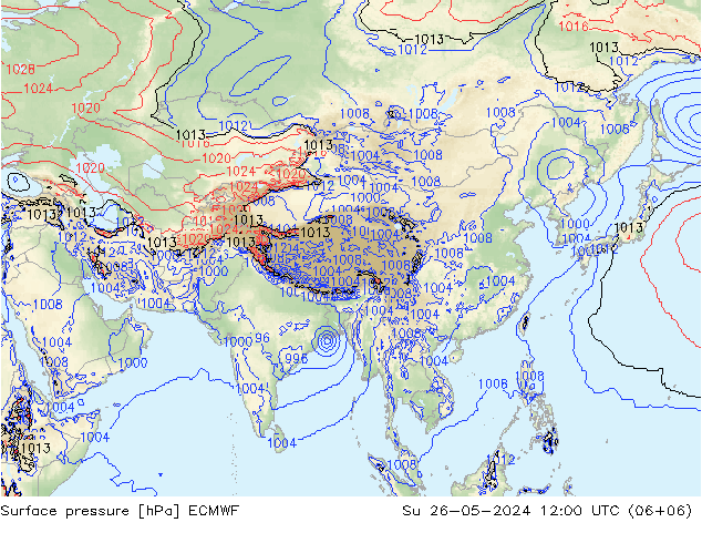 Surface pressure ECMWF Su 26.05.2024 12 UTC