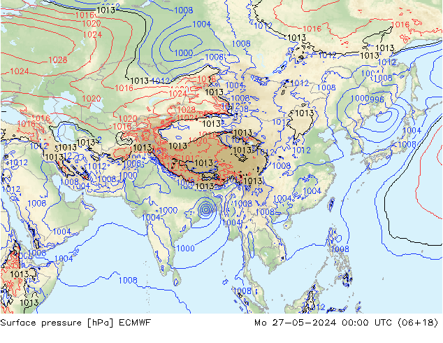 Atmosférický tlak ECMWF Po 27.05.2024 00 UTC