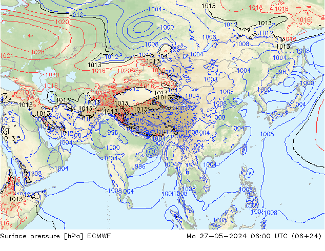 Surface pressure ECMWF Mo 27.05.2024 06 UTC