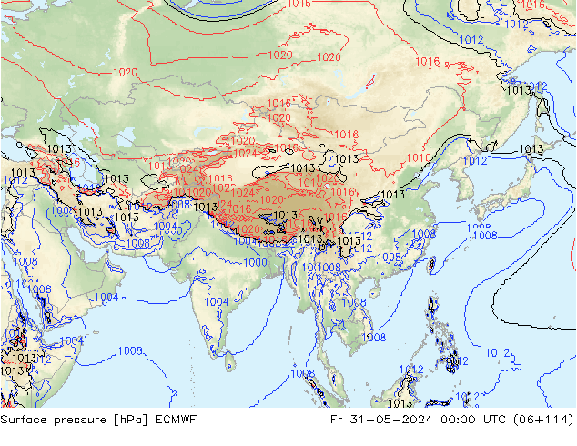 Bodendruck ECMWF Fr 31.05.2024 00 UTC