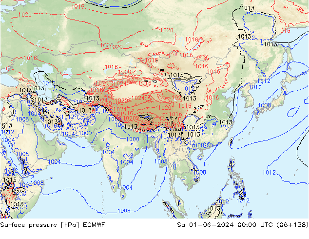 pressão do solo ECMWF Sáb 01.06.2024 00 UTC