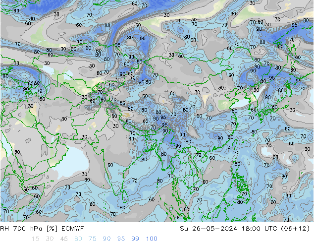 Humidité rel. 700 hPa ECMWF dim 26.05.2024 18 UTC