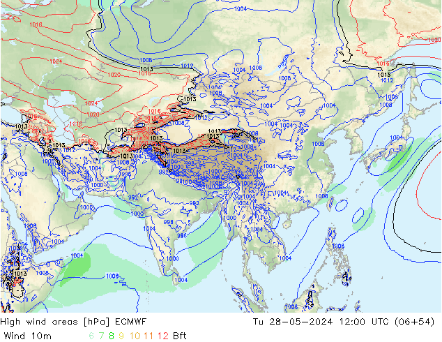 High wind areas ECMWF Ter 28.05.2024 12 UTC