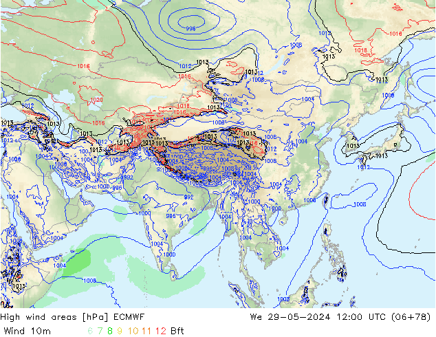 Izotacha ECMWF śro. 29.05.2024 12 UTC