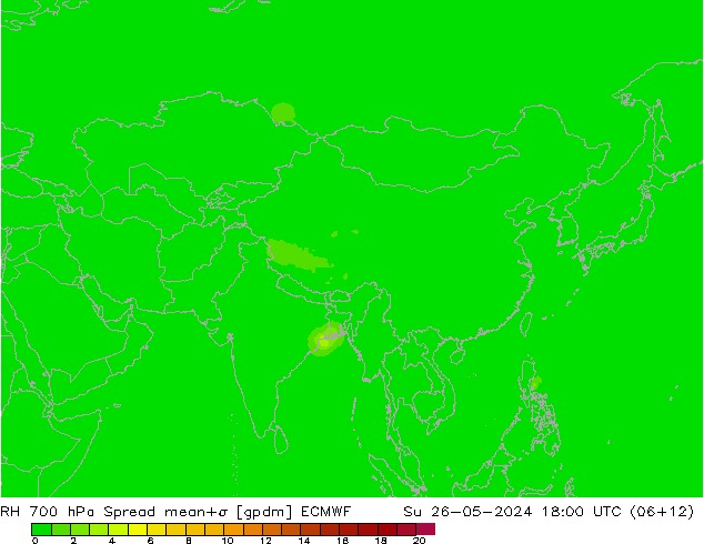 Humidité rel. 700 hPa Spread ECMWF dim 26.05.2024 18 UTC