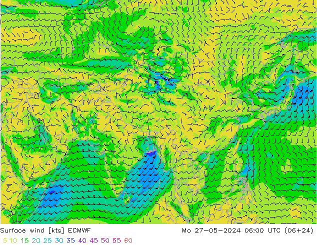 Vento 10 m ECMWF lun 27.05.2024 06 UTC