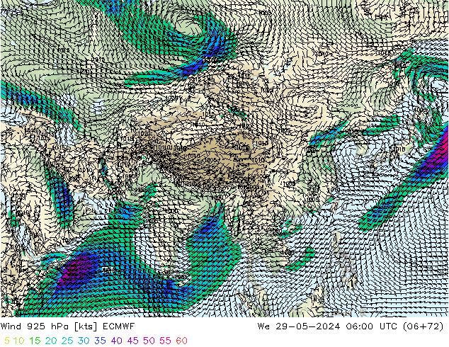 Wind 925 hPa ECMWF St 29.05.2024 06 UTC