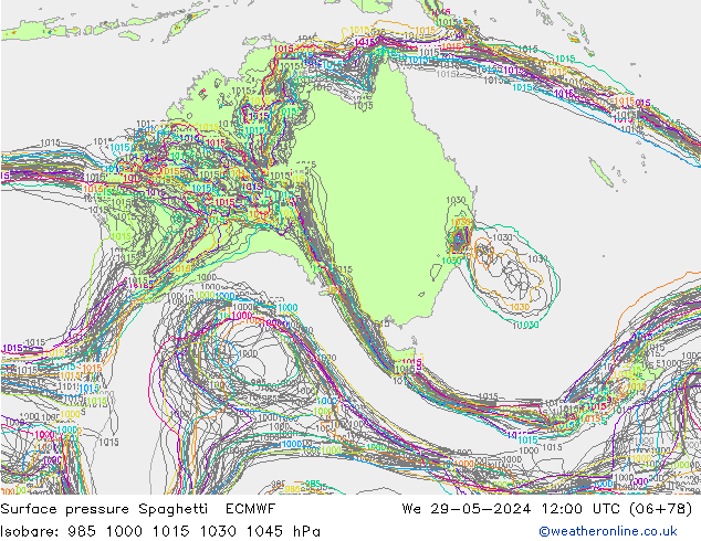 Atmosférický tlak Spaghetti ECMWF St 29.05.2024 12 UTC