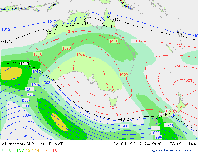 Straalstroom/SLP ECMWF za 01.06.2024 06 UTC