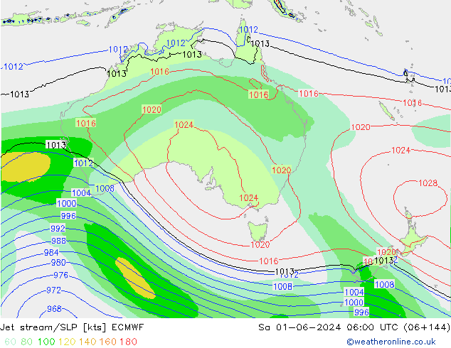 Jet Akımları/SLP ECMWF Cts 01.06.2024 06 UTC