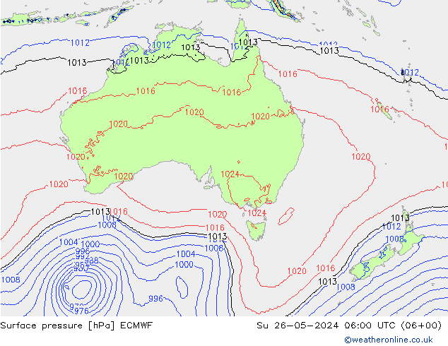 pression de l'air ECMWF dim 26.05.2024 06 UTC