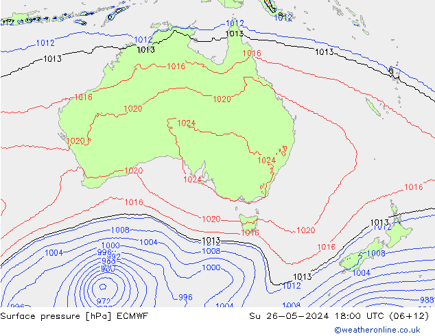 Surface pressure ECMWF Su 26.05.2024 18 UTC