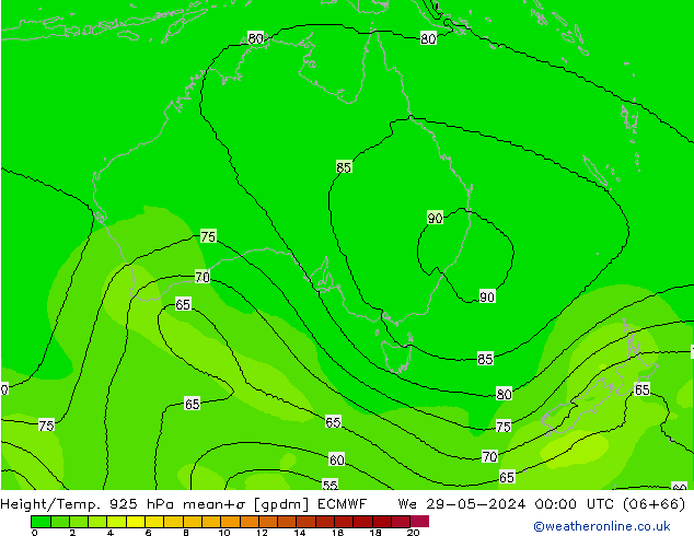 Height/Temp. 925 hPa ECMWF Mi 29.05.2024 00 UTC