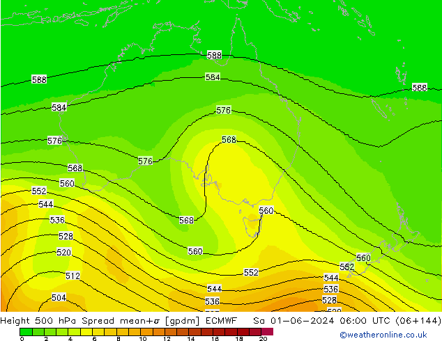 Géop. 500 hPa Spread ECMWF sam 01.06.2024 06 UTC