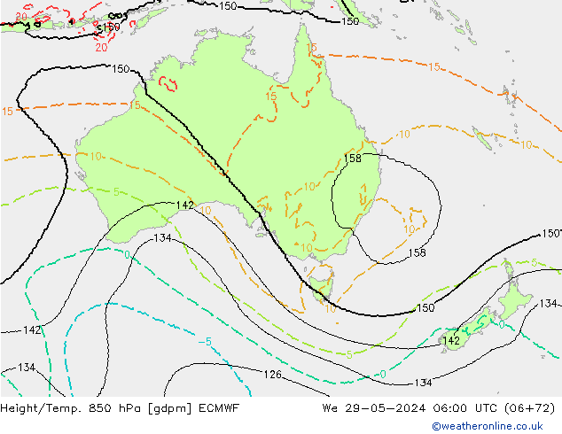 Height/Temp. 850 hPa ECMWF śro. 29.05.2024 06 UTC