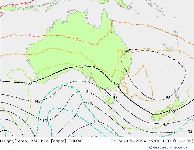 Height/Temp. 850 hPa ECMWF Th 30.05.2024 12 UTC