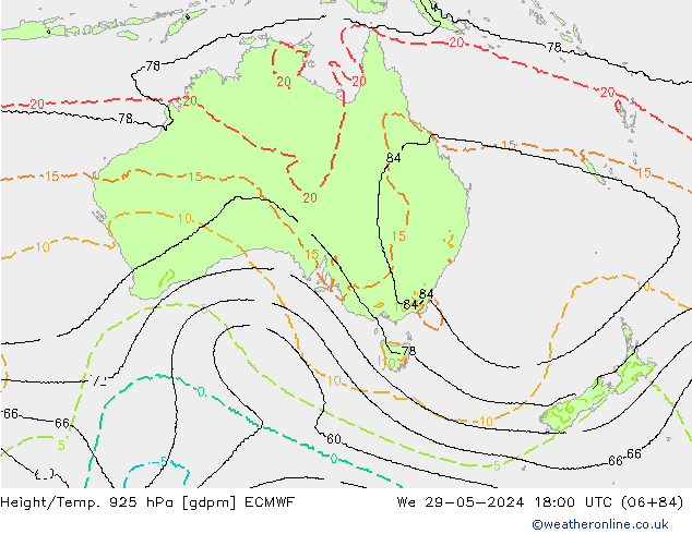 Height/Temp. 925 hPa ECMWF  29.05.2024 18 UTC