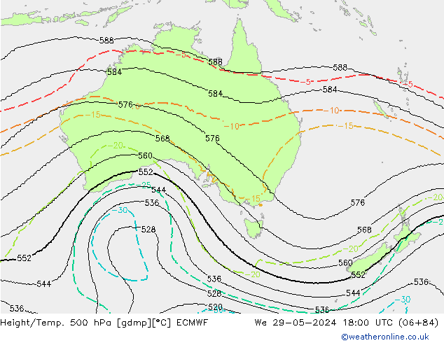 Height/Temp. 500 hPa ECMWF We 29.05.2024 18 UTC