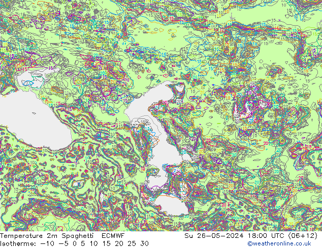 Temperatura 2m Spaghetti ECMWF dom 26.05.2024 18 UTC