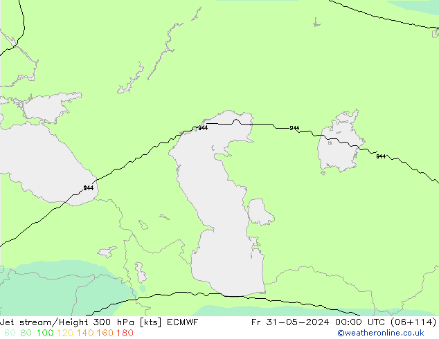 Prąd strumieniowy ECMWF pt. 31.05.2024 00 UTC