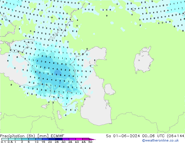 Nied. akkumuliert (6Std) ECMWF Sa 01.06.2024 06 UTC