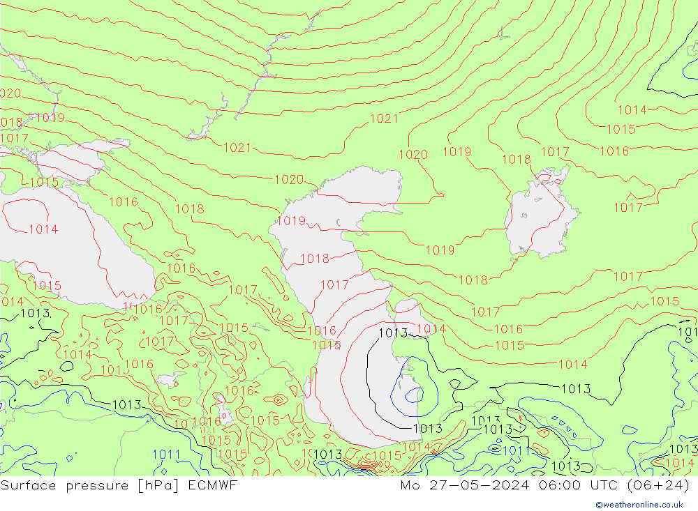 pressão do solo ECMWF Seg 27.05.2024 06 UTC