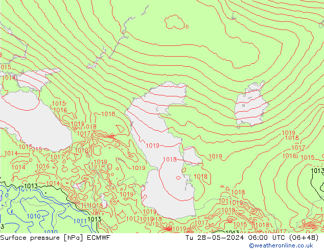 Atmosférický tlak ECMWF Út 28.05.2024 06 UTC