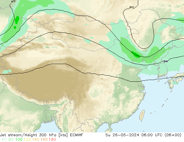 Jet stream ECMWF Dom 26.05.2024 06 UTC