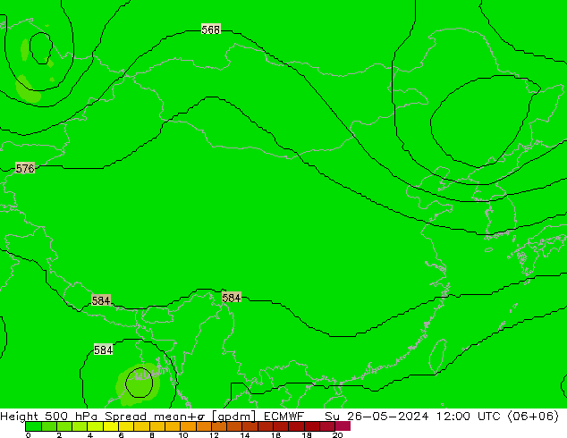 Hoogte 500 hPa Spread ECMWF zo 26.05.2024 12 UTC