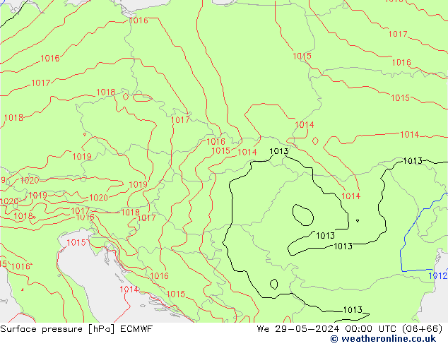 pressão do solo ECMWF Qua 29.05.2024 00 UTC