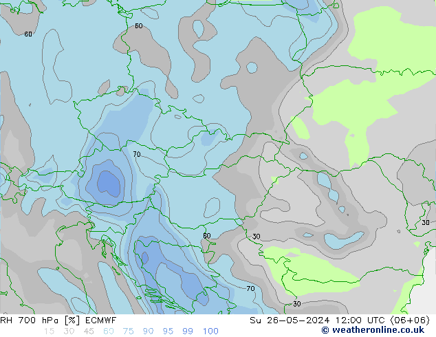 RH 700 hPa ECMWF Su 26.05.2024 12 UTC