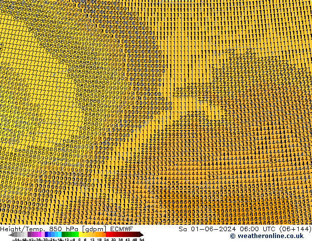 Yükseklik/Sıc. 850 hPa ECMWF Cts 01.06.2024 06 UTC