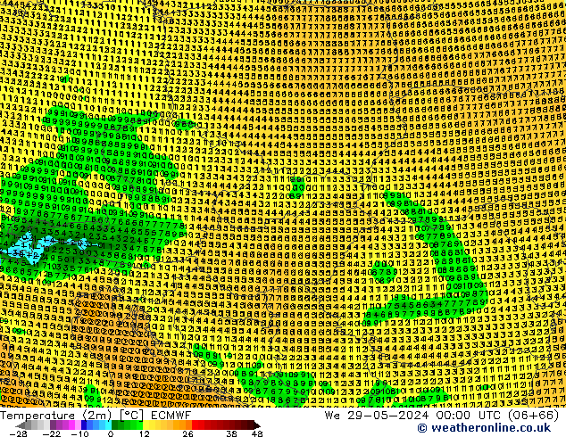 Sıcaklık Haritası (2m) ECMWF Çar 29.05.2024 00 UTC