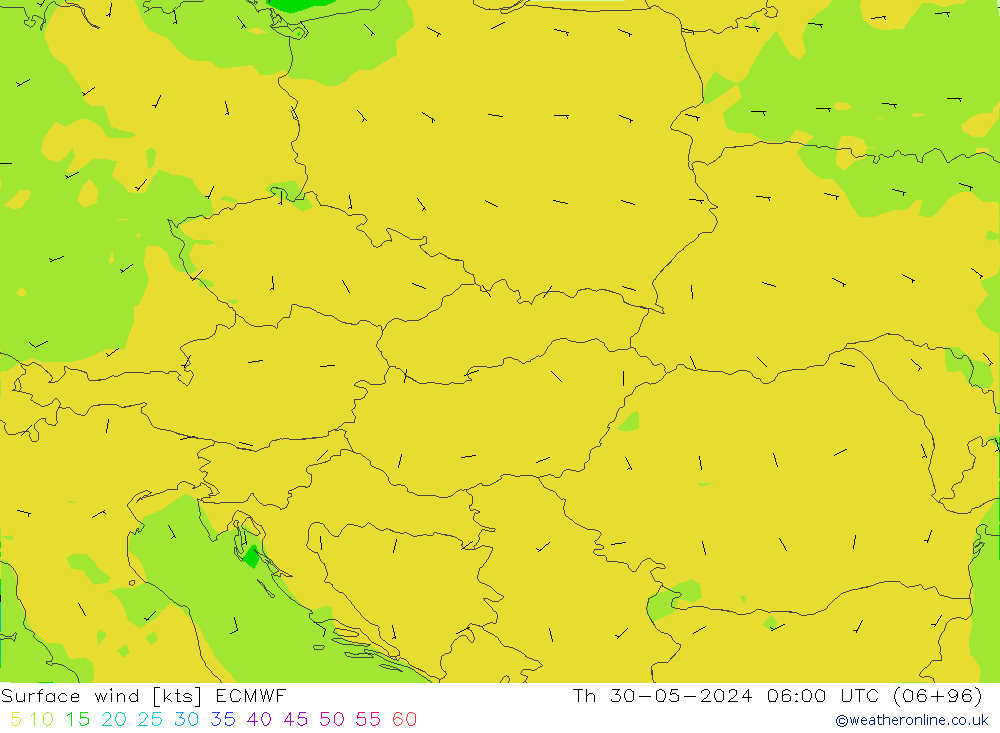 Surface wind ECMWF Th 30.05.2024 06 UTC