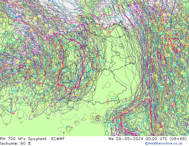 RV 700 hPa Spaghetti ECMWF wo 29.05.2024 00 UTC