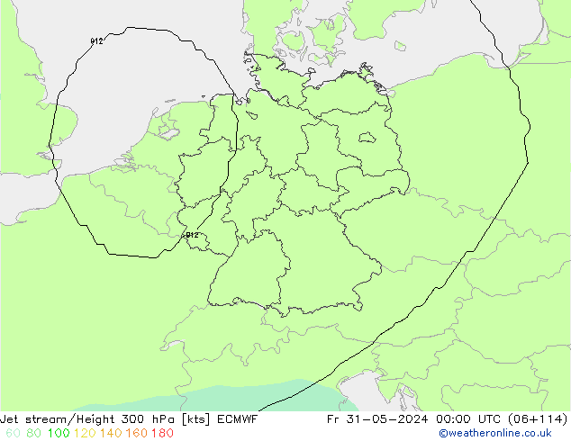 Corrente a getto ECMWF ven 31.05.2024 00 UTC