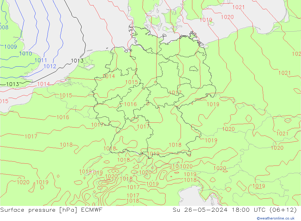 Surface pressure ECMWF Su 26.05.2024 18 UTC