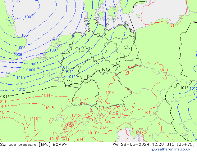 Bodendruck ECMWF Mi 29.05.2024 12 UTC