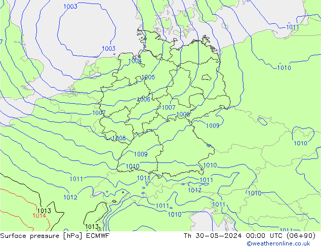 pressão do solo ECMWF Qui 30.05.2024 00 UTC