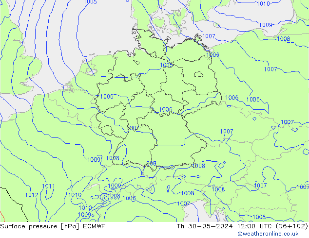 pression de l'air ECMWF jeu 30.05.2024 12 UTC