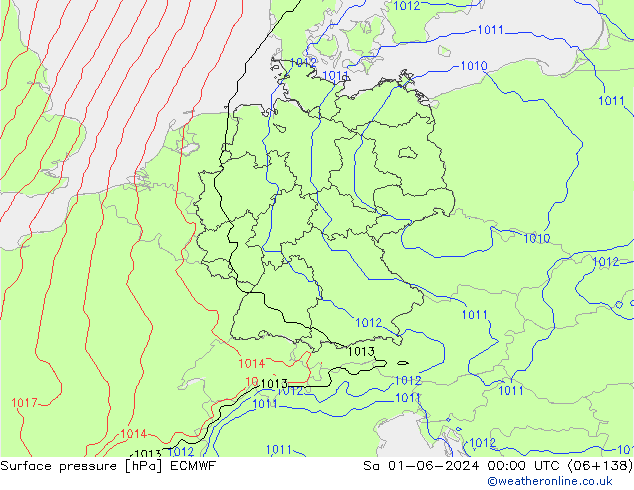 pressão do solo ECMWF Sáb 01.06.2024 00 UTC