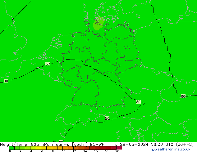 Géop./Temp. 925 hPa ECMWF mar 28.05.2024 06 UTC