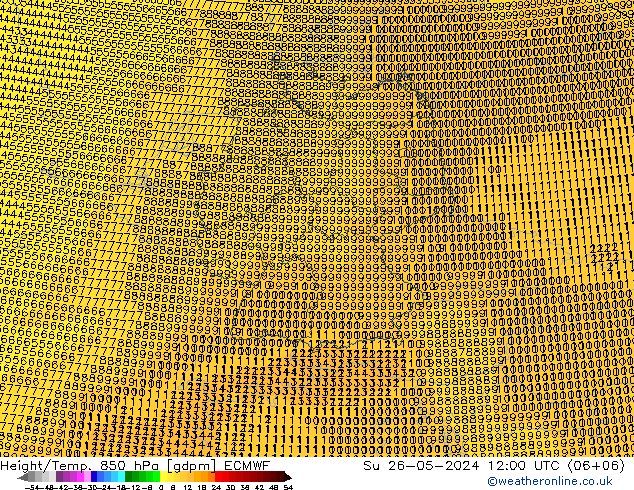 Height/Temp. 850 hPa ECMWF dom 26.05.2024 12 UTC