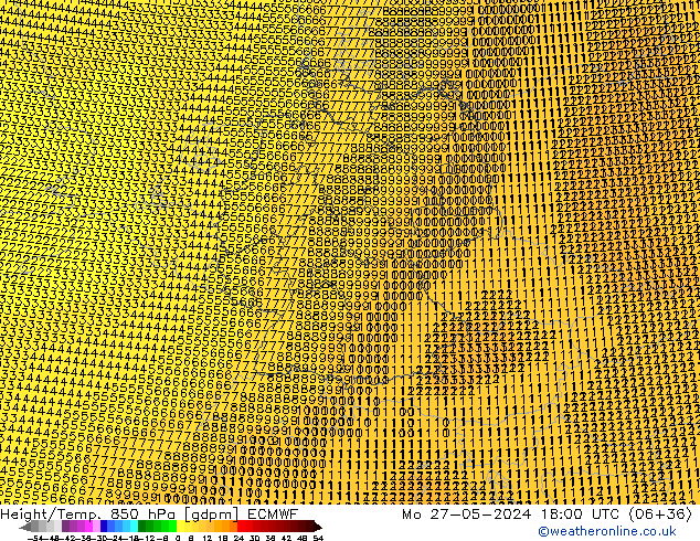 Yükseklik/Sıc. 850 hPa ECMWF Pzt 27.05.2024 18 UTC